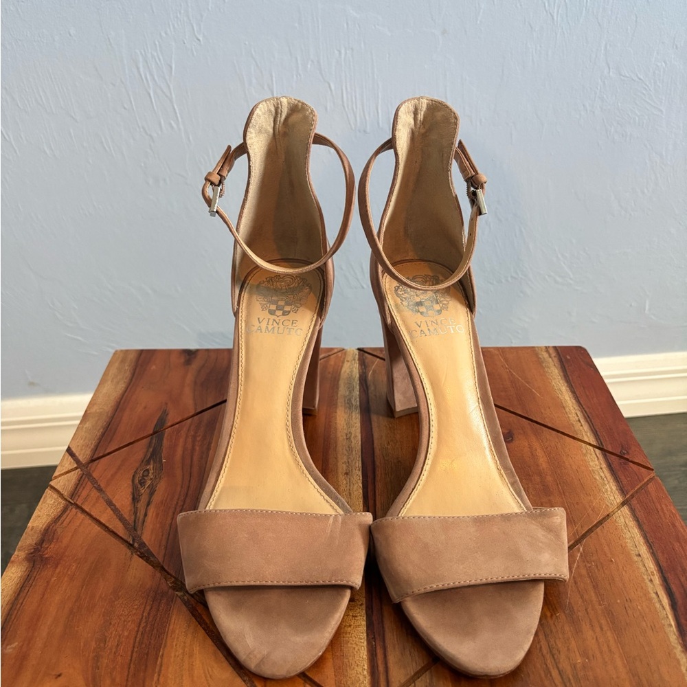 Vince Camuto Tan Block Heel Sandals - Picture 2 of 5